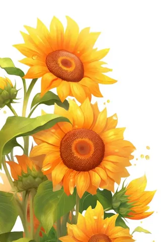 向日葵花朵插画元素