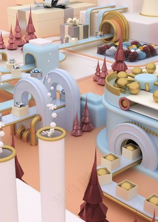 圣诞节3D建模礼品工厂