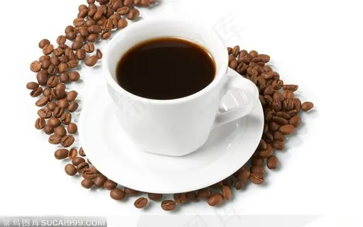 咖啡杯和咖啡豆