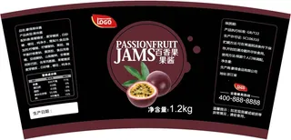 百香果扇形罐头不干胶标签贴纸