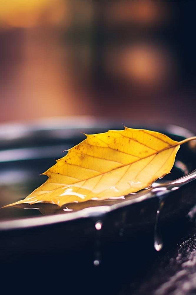 意境秋叶黄色水滴大气节气海报背景