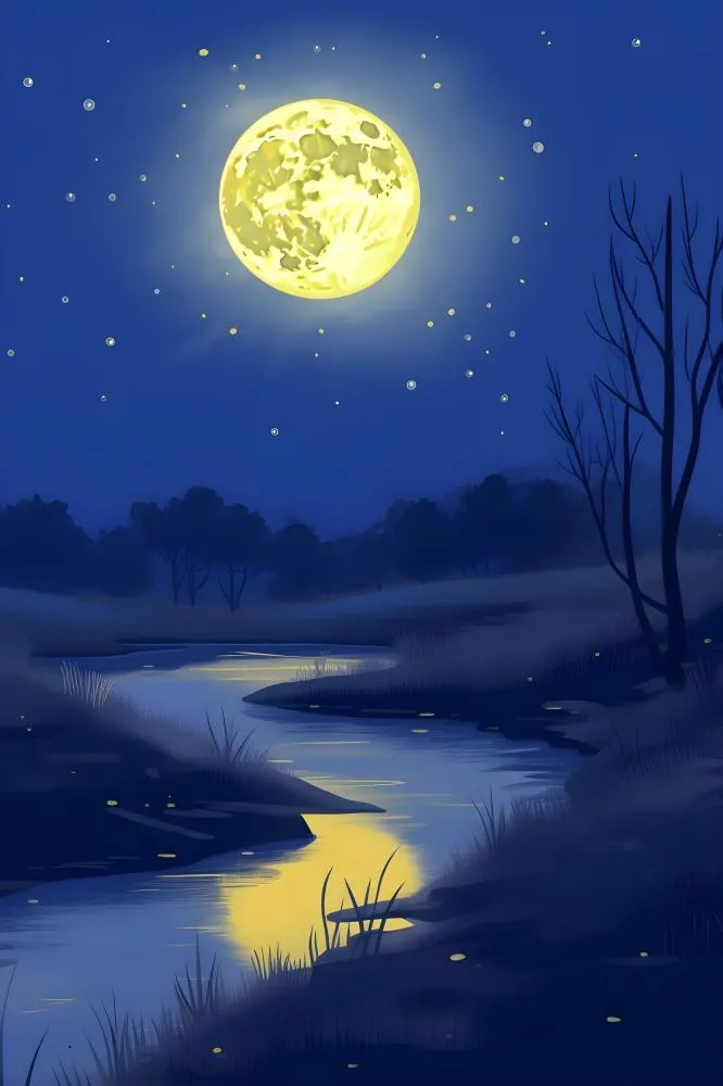 月光草地夜晚背景(2400x3600)