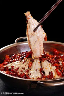 中华美食热干锅耗儿鱼摄影图 中华美食热干锅耗儿鱼摄影图