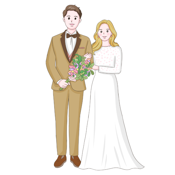 婚纱卡通人物婚礼白纱结婚婚纱摄影手绘