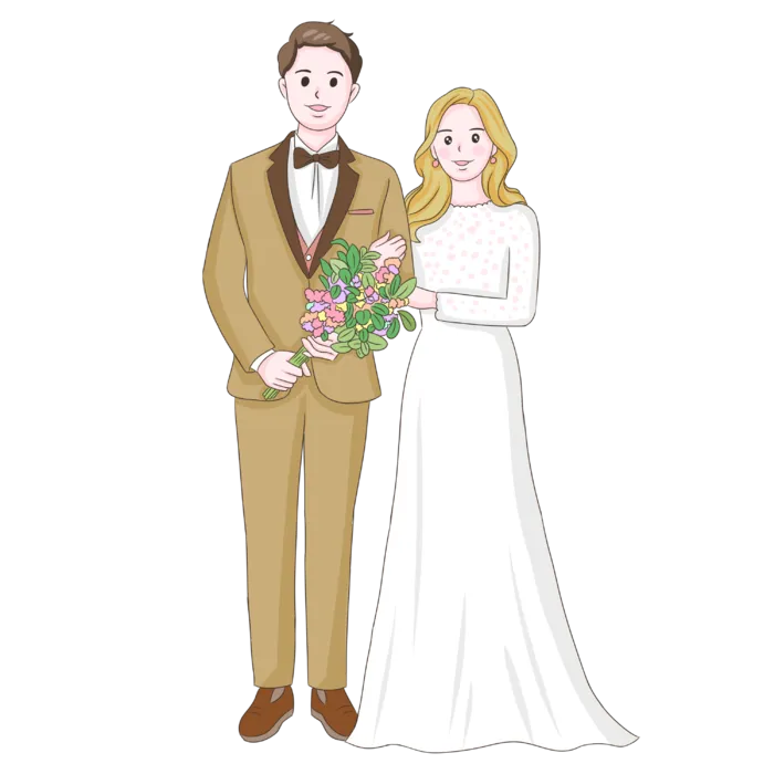 婚纱卡通人物婚礼白纱结婚婚纱摄影手绘