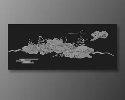 手绘简约黑白远山国潮风展板背景 121 手绘简约黑白远山国潮风展板背景 121