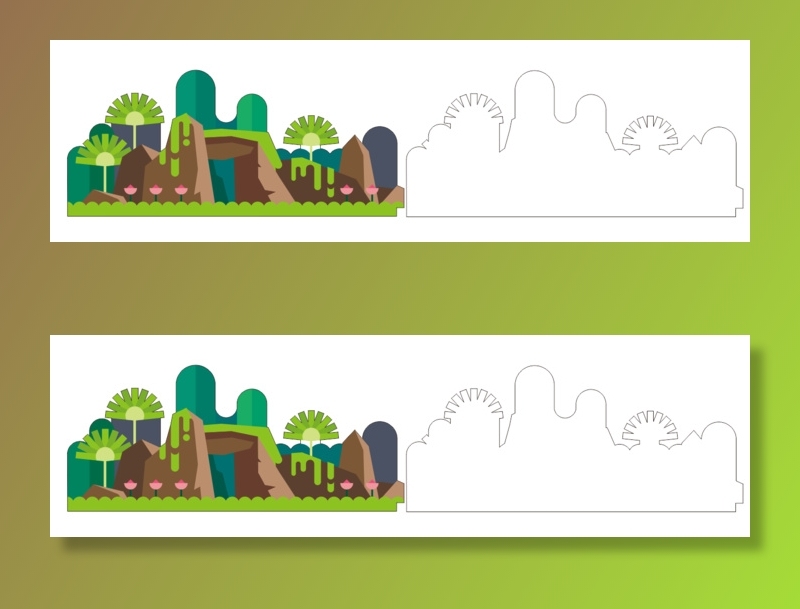 假山绿色植物装饰雕刻文件异性裁剪