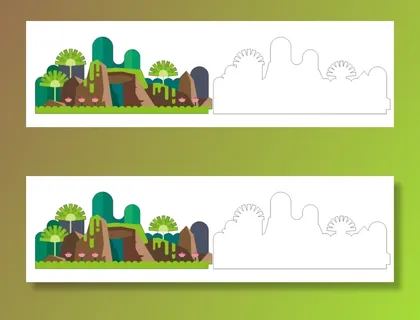 假山绿色植物装饰雕刻文件异性裁剪