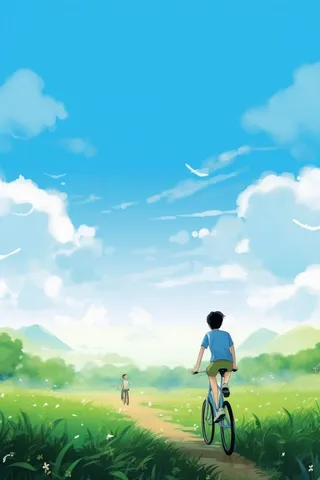 清新绿色户外自行车海报背景