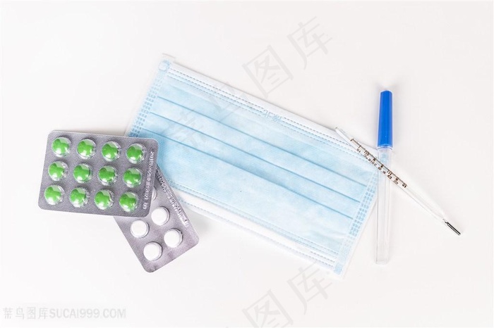 肺炎疫情口罩药品温度计图片