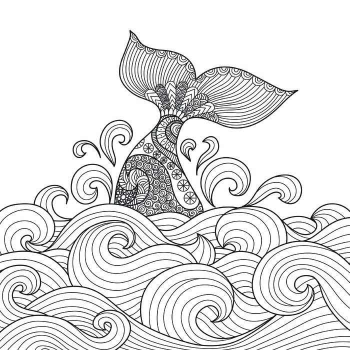 卡通鱼跃龙门黑白手绘线描线稿