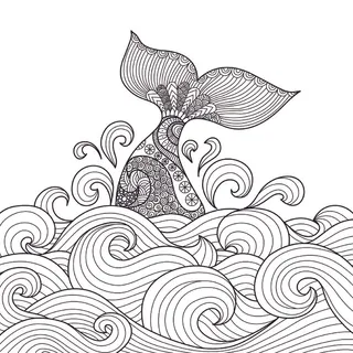 卡通鱼跃龙门黑白手绘线描线稿