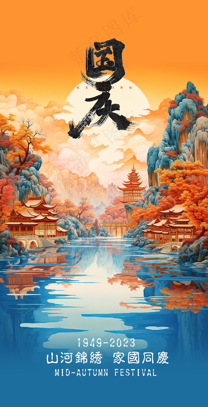 手绘国庆插画画面