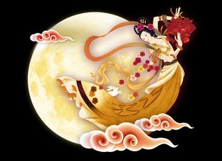 卡通中秋节嫦娥素材