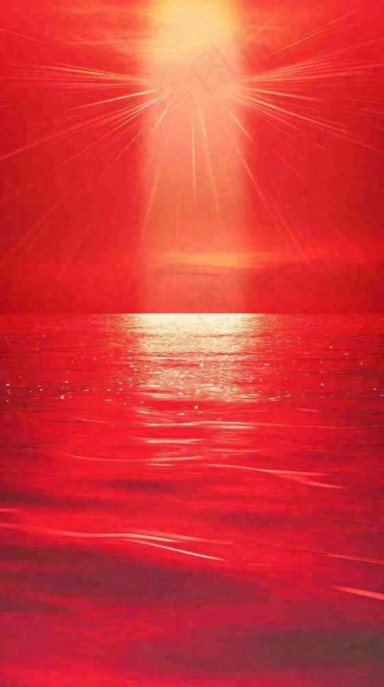 红色海面海洋落日阳光光照(816x1456)