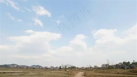 蓝天白云农村稻田风景 蓝天白云农村稻田风景