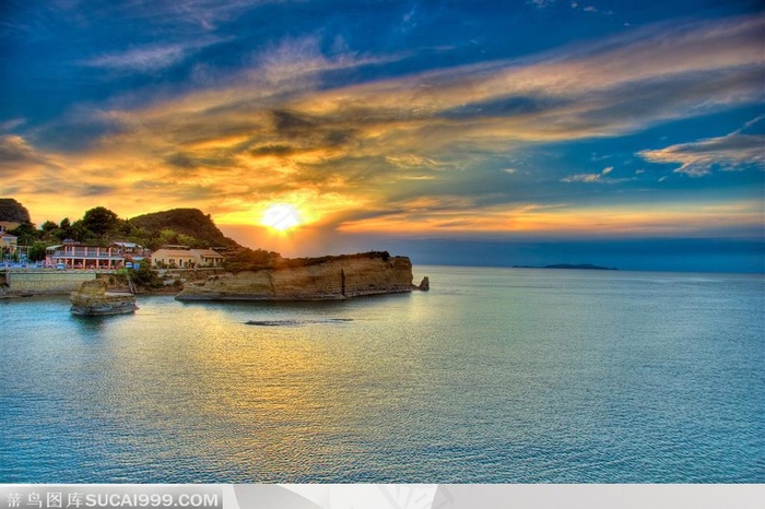 地中海风情--夕阳中的爱琴湾海海景