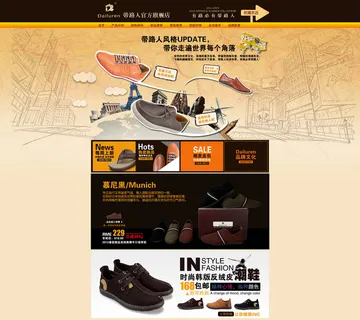 男士潮鞋淘宝店铺整套psd模板