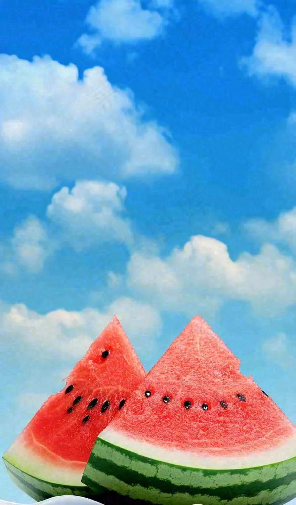 夏天大暑小暑切开的西瓜摄影图(816x1388)