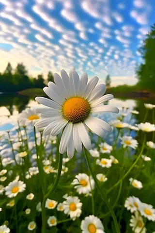 小雏菊路边落日晚霞背景