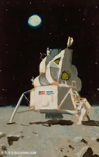 诺曼 · 洛克威尔收机器月亮风景画