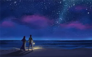 七夕情侣约会星空画面