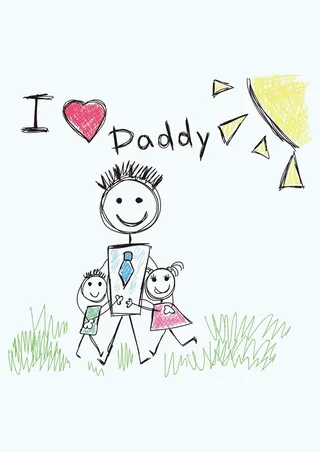 小朋友铅笔画 父亲节手绘