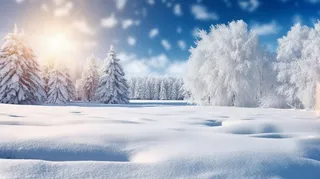 冬季下雪天白雪覆盖大地美景摄影图