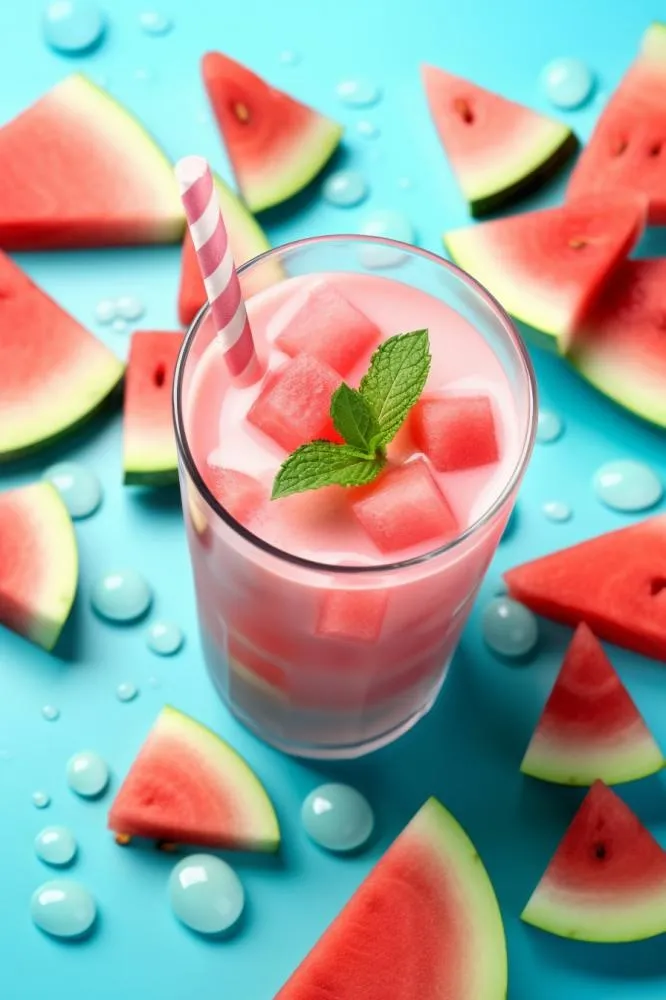 西瓜汁清爽薄荷背景(896x1344)