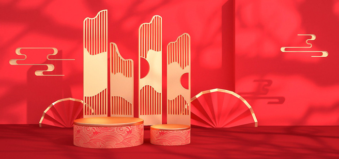 中国风国潮电商促销首页海报C4D背景图3D场景立体设计PSD素材模板psd模版下载