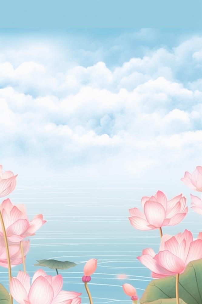 水墨山水风景国风荷花背景