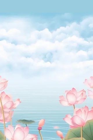 水墨山水风景国风荷花背景