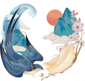 清明元素卡通春天清明节晚春绿色