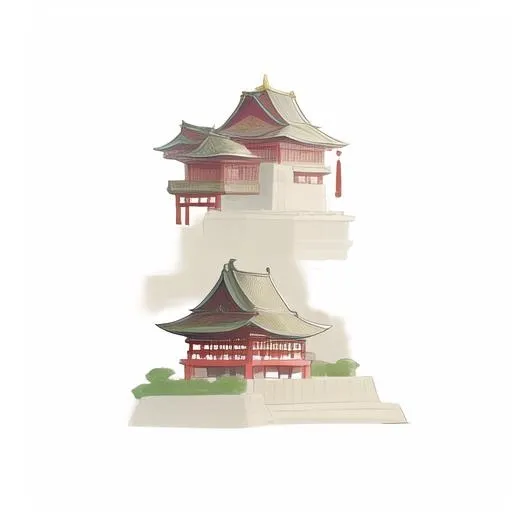 中国古代建筑插画png免抠(2048x2048)
