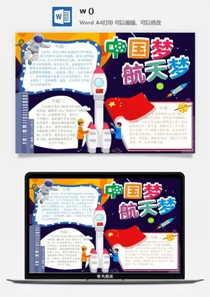 探索太空宇宙航天科技太空科技与生活word小报手抄报预览图