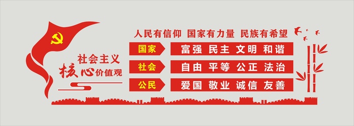 *核心价值观文化墙cdr矢量模版下载