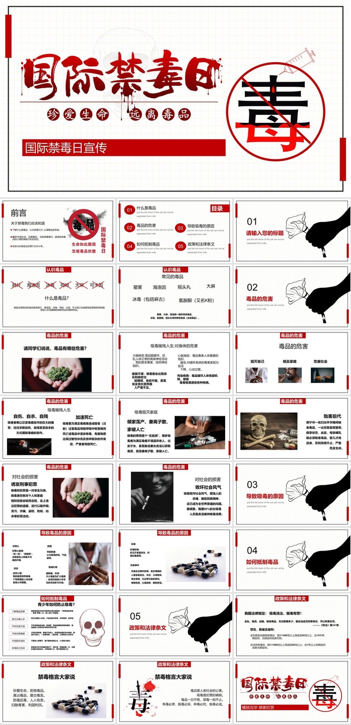 禁毒宣传PPT模板ppt模版
