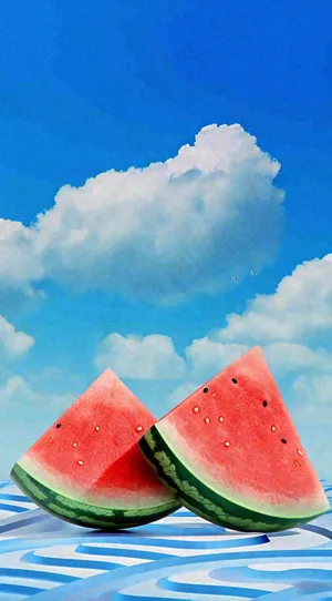 夏天大暑小暑切开的西瓜摄影图