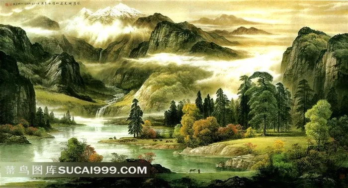 装饰画背景画无框画山水画