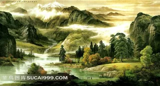 装饰画背景画无框画山水画