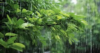 下雨天树叶绿色背景