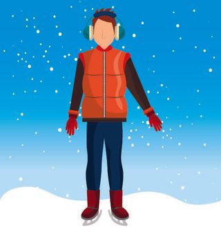 冬天服饰服装冬装穿冬装保暖冬季卡通人物男女装Ai矢量图片素材
