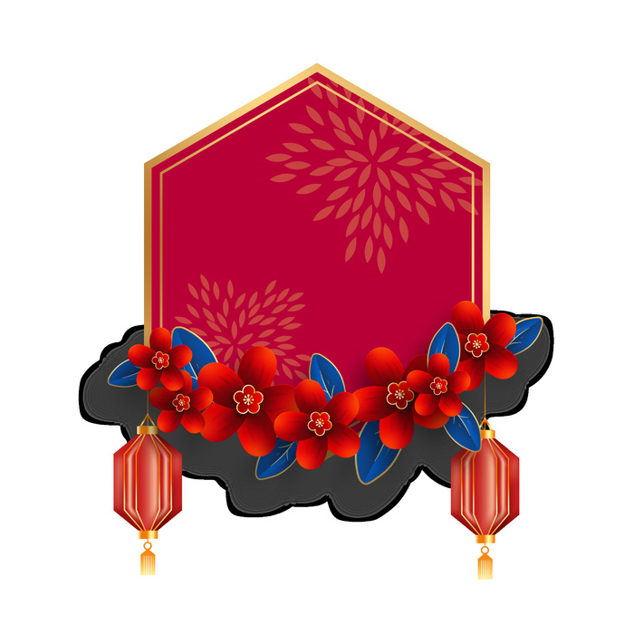 灯笼框装饰新年psd模版下载