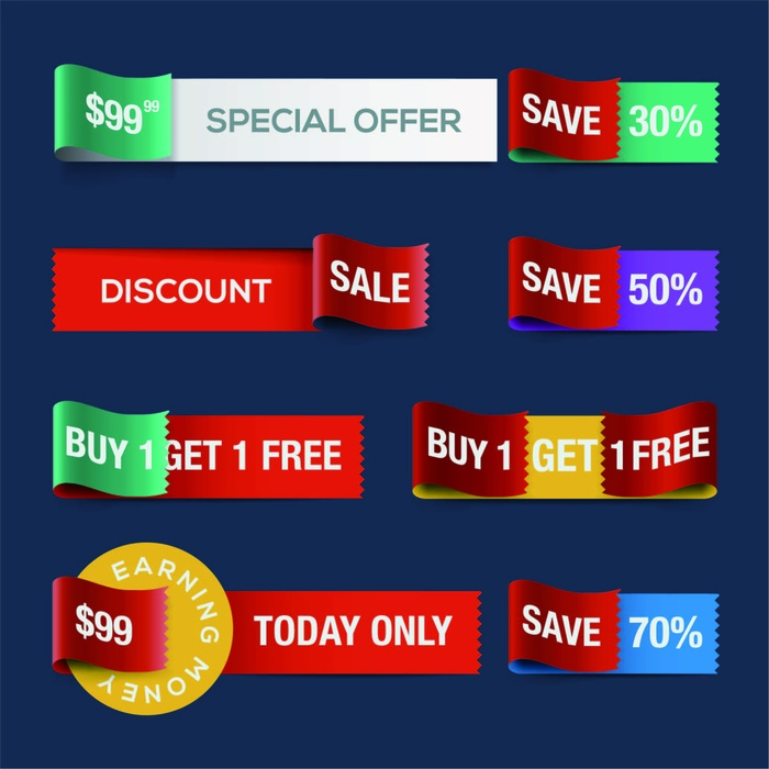 免抠彩色促销标签