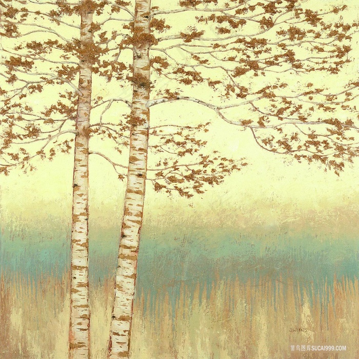 水彩树唯美艺术插画