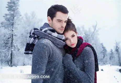 冬天雪地里的情侣