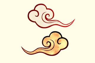 中国风古典传统图案边框纹理祥云灯笼装饰线条PSD背景素材