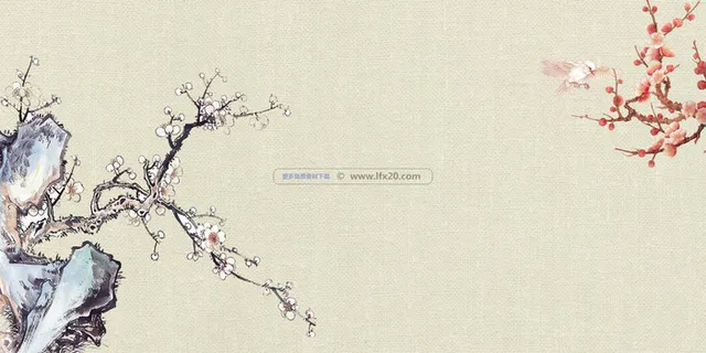 中国风传统水墨古风古典展板边框工笔画PS海报背景平面设计素材