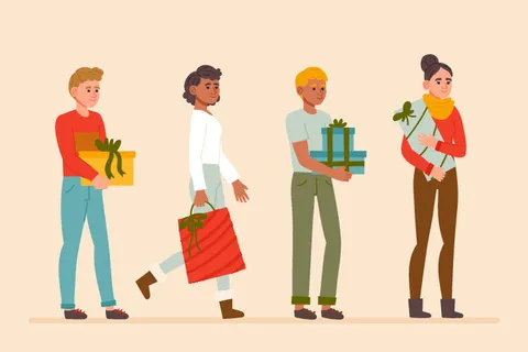 冬天服饰服装冬装穿冬装保暖冬季卡通人物男女装Ai矢量图片素材