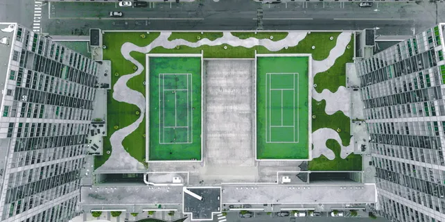 室外网球场俯视图 室外网球场俯视图